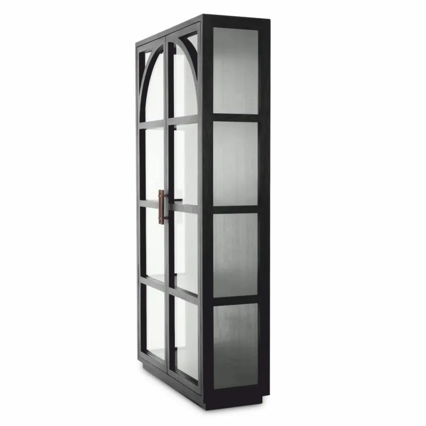 Casa Padrino Luxus Vitrine Schwarz / Bronze 118 x 44,5 x H. 210 cm - Luxus Interior