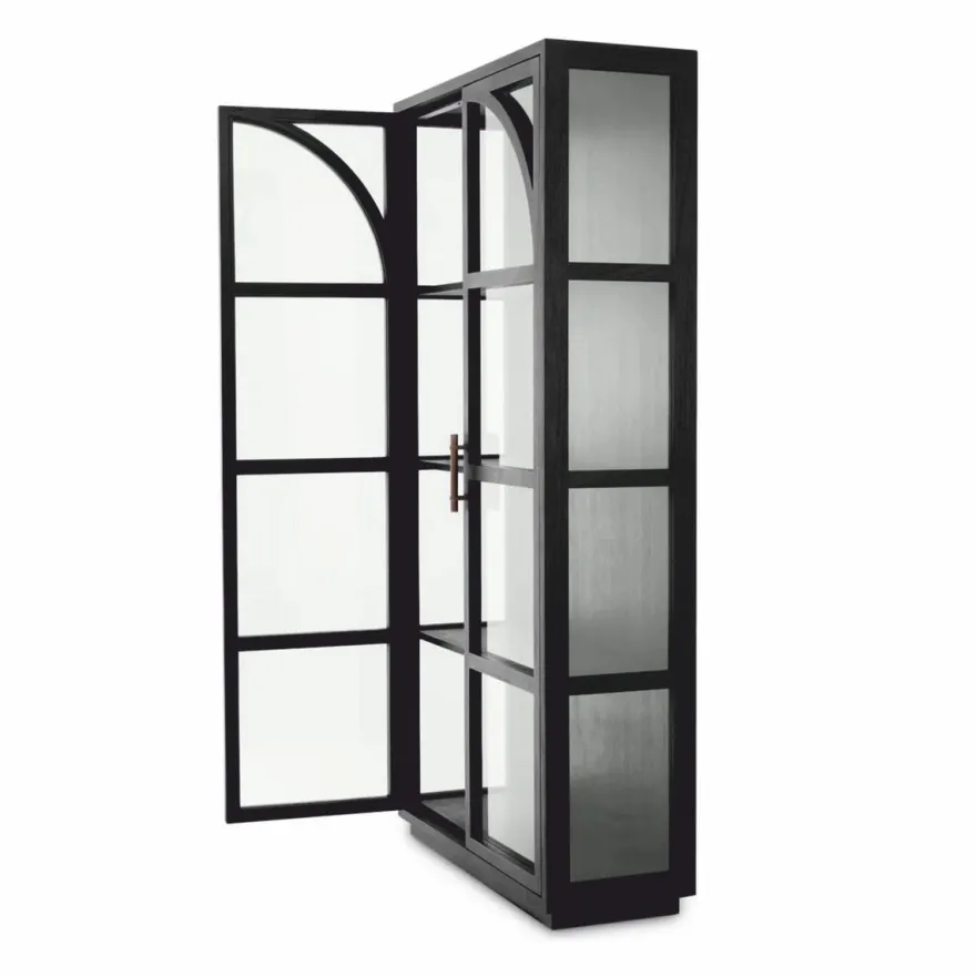 Casa Padrino Luxus Vitrine Schwarz / Bronze 118 x 44,5 x H. 210 cm - Luxus Interior