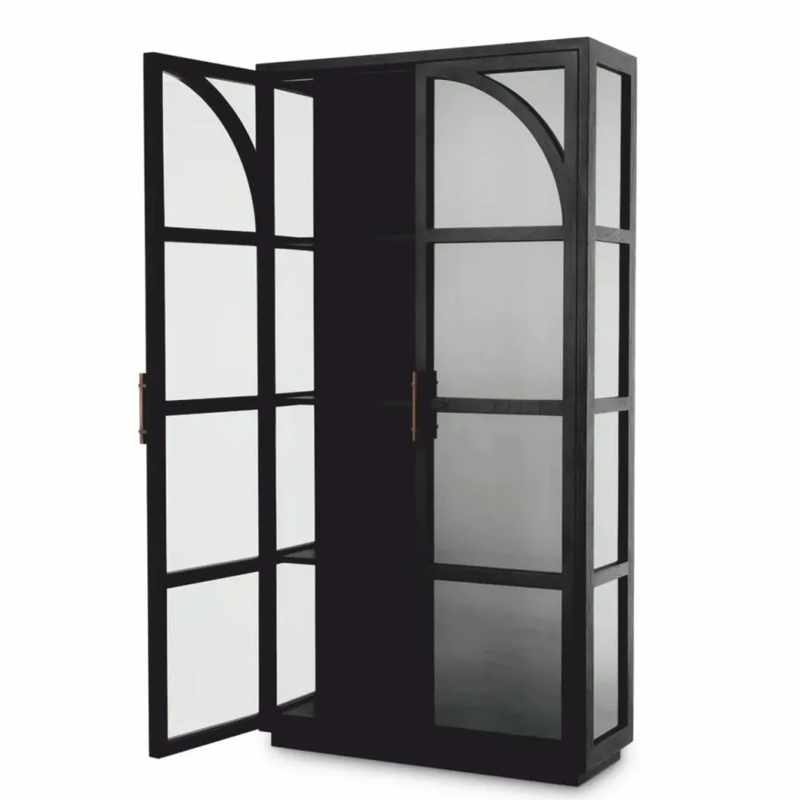 Casa Padrino Luxus Vitrine Schwarz / Bronze 118 x 44,5 x H. 210 cm - Luxus Interior