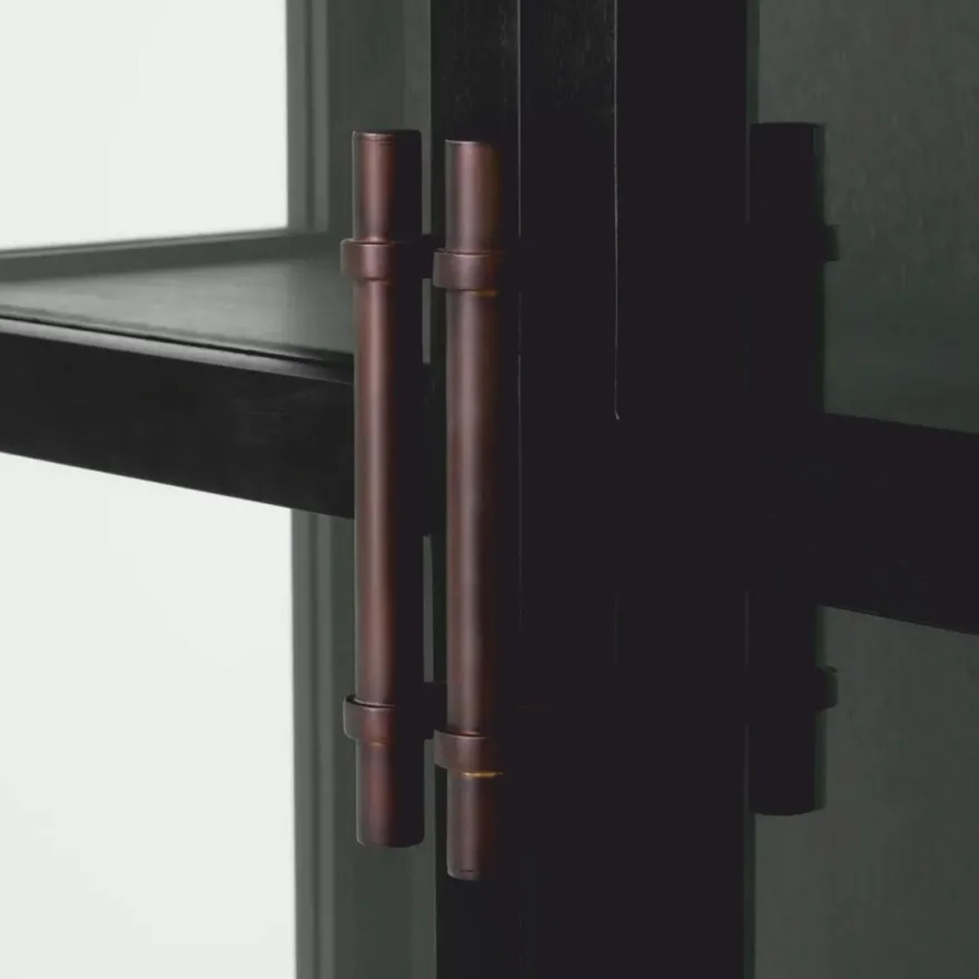 Casa Padrino Luxus Vitrine Schwarz / Bronze 118 x 44,5 x H. 210 cm - Luxus Interior