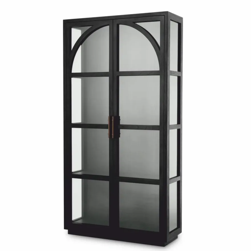 Casa Padrino Luxus Vitrine Schwarz / Bronze 118 x 44,5 x H. 210 cm - Luxus Interior
