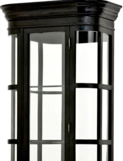 Casa Padrino Luxus Vitrine Schwarz 87,5 x 44,5 x H. 238 cm - Ovaler Massivholz Vitrinenschrank mit Glastür und Glasregalen - Luxus Möbel - Luxus Qualität