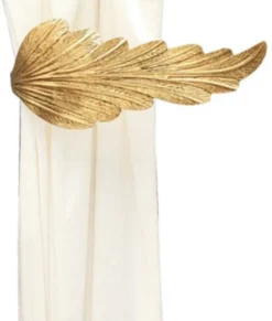 Casa Padrino Luxus Vorhanghalter Gold 33 x 16 x H. 14 cm - Eleganter Messing Gardienenhalter in Blattform - Luxus Deko Accessoires