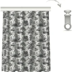 Casa Padrino Luxus Vorhang Set Dschungel Weiß / Schwarz 250 x H. 290 cm - Bedruckte Leinen & Samt Vorhänge - Ösenvorhänge - Schiebevorhänge - Wohnzimmer Schlafzimmer Vorhänge
