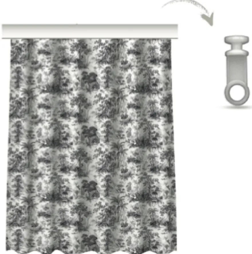 Casa Padrino Luxus Vorhang Set Dschungel Weiß / Schwarz 250 x H. 290 cm - Bedruckte Leinen & Samt Vorhänge - Ösenvorhänge - Schiebevorhänge - Wohnzimmer Schlafzimmer Vorhänge