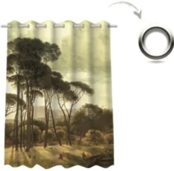 Casa Padrino Luxus Vorhang Set Landschaft Mehrfarbig 250 x H. 290 cm - Bedruckte Leinen & Samt Vorhänge - Ösenvorhänge - Schiebevorhänge - Luxus Qualität