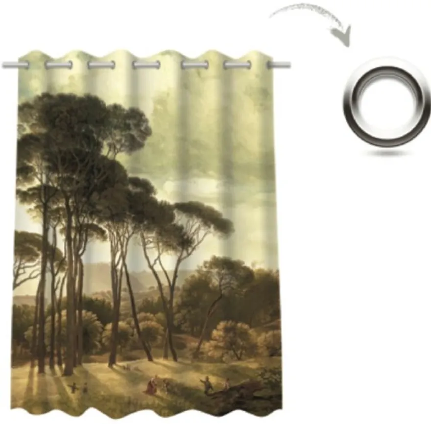 Casa Padrino Luxus Vorhang Set Landschaft Mehrfarbig 250 x H. 290 cm - Bedruckte Leinen & Samt Vorhänge - Ösenvorhänge - Schiebevorhänge - Luxus Qualität