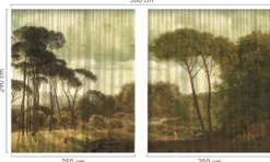 Casa Padrino Luxus Vorhang Set Landschaft Mehrfarbig 250 x H. 290 cm - Bedruckte Leinen & Samt Vorhänge - Ösenvorhänge - Schiebevorhänge - Luxus Qualität