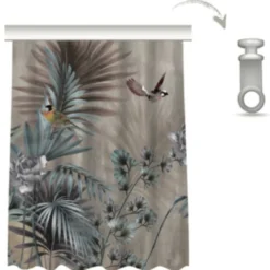 Casa Padrino Luxus Vorhang Set Pflanzen & Vögel Mehrfarbig 250 x H. 290 cm - Bedruckte Leinen & Samt Vorhänge - Ösenvorhänge - Schiebevorhänge - Luxus Kollektion
