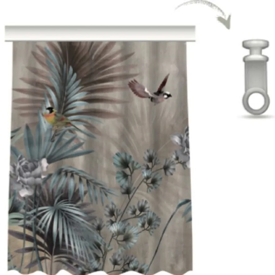 Casa Padrino Luxus Vorhang Set Pflanzen & Vögel Mehrfarbig 250 x H. 290 cm - Bedruckte Leinen & Samt Vorhänge - Ösenvorhänge - Schiebevorhänge - Luxus Kollektion