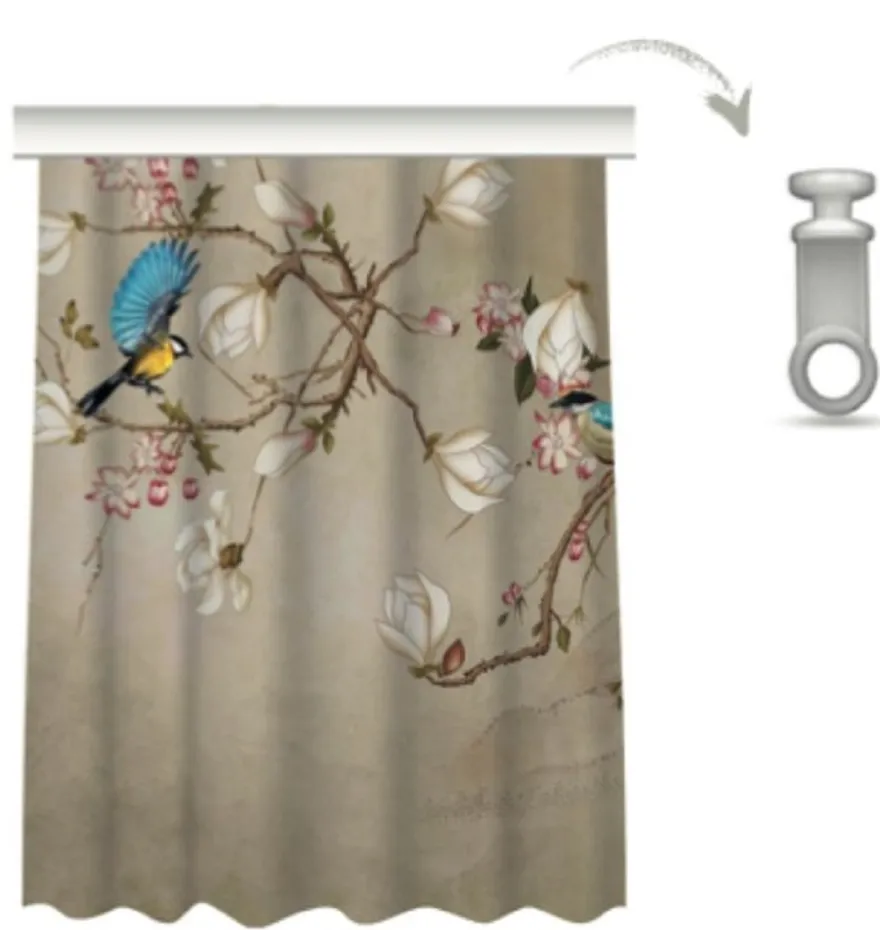 Casa Padrino Luxus Vorhang Set Vögel Beige / Mehrfarbig 250 x H. 290 cm - Bedruckte Leinen & Samt Vorhänge - Ösenvorhänge - Schiebevorhänge - Luxus Qualität