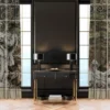 Casa Padrino Luxus Vorhang Set Barock Skulpturen Mehrfarbig 250 x H. 290 cm - Bedruckte Samt Vorhänge - Ösenvorhänge - Schiebevorhänge - Luxus Qualität