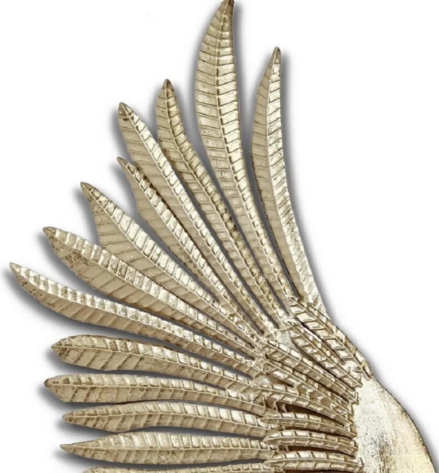 Casa Padrino Luxus Wanddeko Engelsflügel Gold 41,3 x 5,7 x H. 102,9 cm - Dekorative Metall Flügel - Deko Accessoires