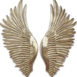 Casa Padrino Luxus Wanddeko Engelsflügel Gold 41,3 x 5,7 x H. 102,9 cm - Dekorative Metall Flügel - Deko Accessoires