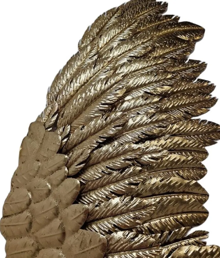 Casa Padrino Luxus Wanddeko Engelsflügel Gold 44,5 x 4,4 x H. 115,6 cm - Dekorative Metall Flügel - Deko Accessoires