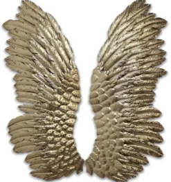 Casa Padrino Luxus Wanddeko Engelsflügel Gold 44,5 x 4,4 x H. 115,6 cm - Dekorative Metall Flügel - Deko Accessoires