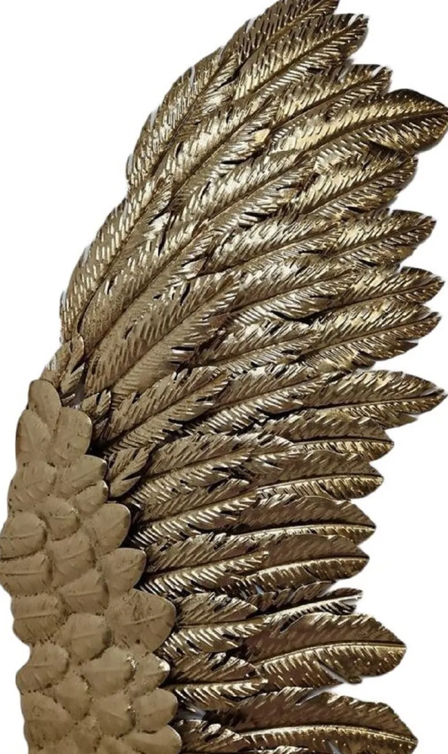 Casa Padrino Luxus Wanddeko Engelsflügel Gold 44,5 x 4,4 x H. 115,6 cm - Dekorative Metall Flügel - Deko Accessoires