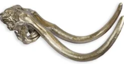 Casa Padrino Luxus Wanddeko Mammut Geweih Silber 92,3 x 39,5 x H. 39,5 cm - Aluminium Deko Geweih - Wohnzimmer Wanddeko - Aluminium Wanddeko