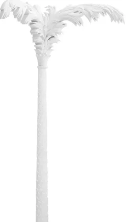 Casa Padrino Luxus Wanddeko Palme Mattweiß 206 x H. 260 cm - Kunstharz Palme - Luxus Deko Accessoires