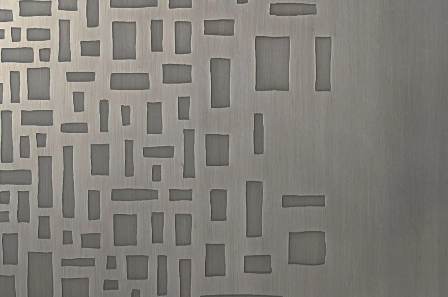 Casa Padrino Luxus Wanddekoration Silber 103,5 x 12,5 x H. 101,5 cm - Zweiteiliges Wandrelief Edge aus Stahl mit geätztem Antik-Nickel Finish - Luxus Deko Accessoires