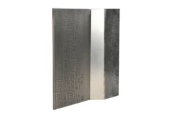 Casa Padrino Luxus Wanddekoration Silber 103,5 x 12,5 x H. 101,5 cm - Zweiteiliges Wandrelief Edge aus Stahl mit geätztem Antik-Nickel Finish - Luxus Deko Accessoires