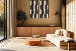 Casa Padrino Luxus Wanddekoration Braun / Weiß 60 x 4 x H. 120 cm - Großes handgeflochtenes Wandrelief Elin aus Wasserhyazinthe mit Sungkai Furnier Rahmen - Luxus Deko Accessoires