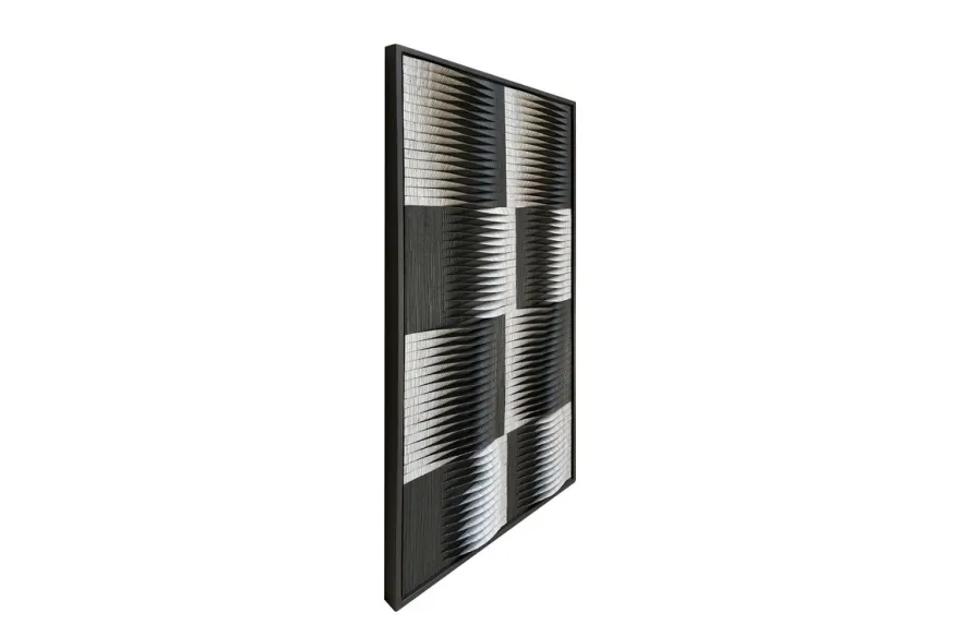 Casa Padrino Luxus Wanddekoration Braun / Weiß 60 x 4 x H. 120 cm - Großes handgeflochtenes Wandrelief Elin aus Wasserhyazinthe mit Sungkai Furnier Rahmen - Luxus Deko Accessoires