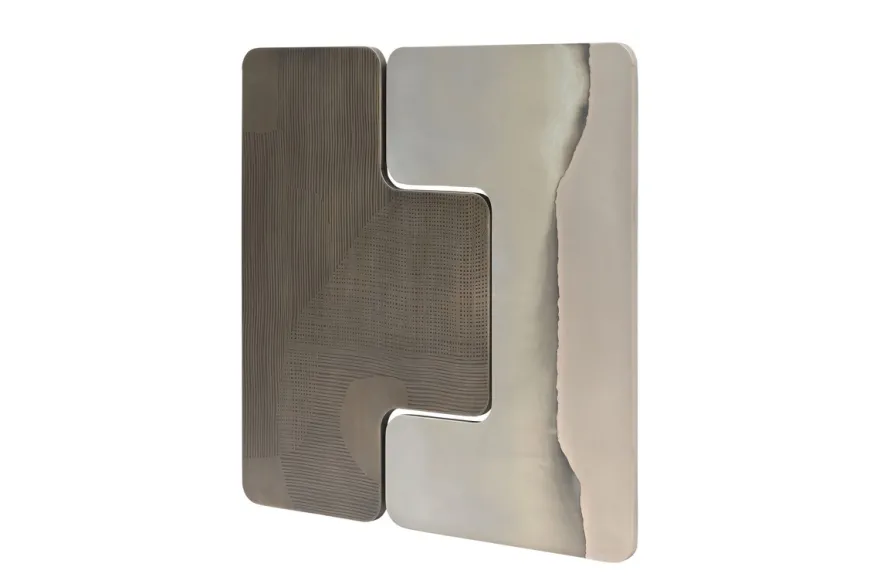 Casa Padrino Luxus Wanddekoration Silber 107,5 x 2,5 x H. 106,5 cm - Zweiteiliges Wandrelief Anchor aus Stahl mit geätztem Antik-Nickel und Silber Finish - Luxus Deko Accessoires