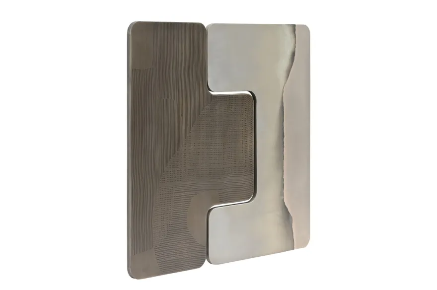 Casa Padrino Luxus Wanddekoration Silber 107,5 x 2,5 x H. 106,5 cm - Zweiteiliges Wandrelief Anchor aus Stahl mit geätztem Antik-Nickel und Silber Finish - Luxus Deko Accessoires