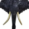 Casa Padrino Luxus Wanddeko Skulptur Elefantenkopf Schwarz / Gold 105 x 48 x H. 107 cm - Große Wanddeko Figur - XXL Wanddeko Skulptur - XXL Wanddeko Figur - Wohnzimmer Deko - Luxus XXL Figuren