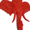 Casa Padrino Luxus Wanddeko Skulptur Elefantenkopf Rot 105 x 48 x H. 107 cm - Große Wanddeko Figur - XXL Wanddeko Skulptur - XXL Wanddeko Figur - Wohnzimmer Deko - Luxus XXL Figuren