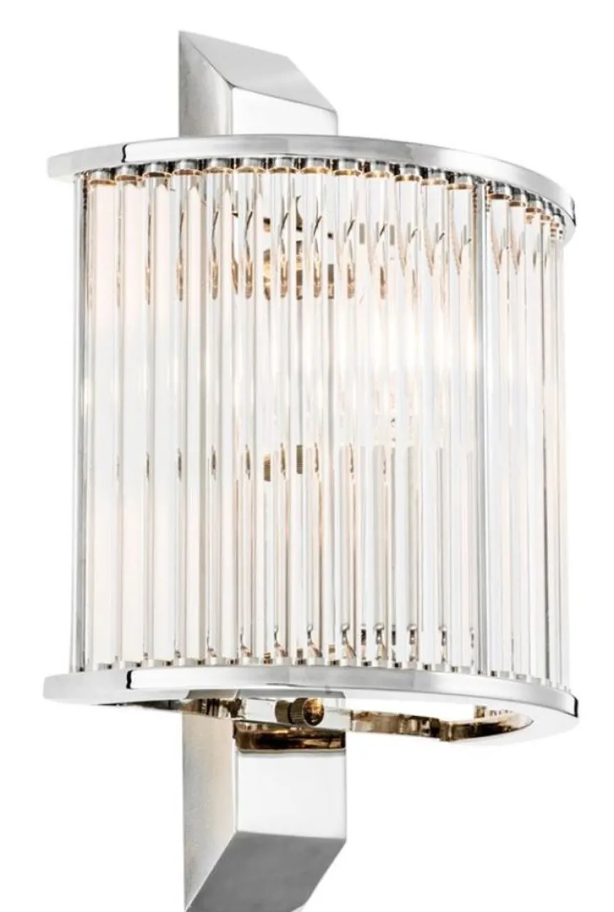 Casa Padrino Luxus Wandleuchte Silber 20,5 x 12 x H. 30 cm - Designer Wandlampe