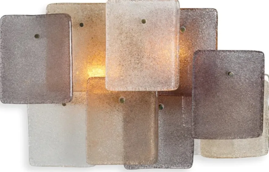 Casa Padrino Luxus Wandleuchte Vintage Messing Finish / handgemachtes Glas B. 47,5 cm x T. 18 cm x H. 30 cm - Luxus Leuchten