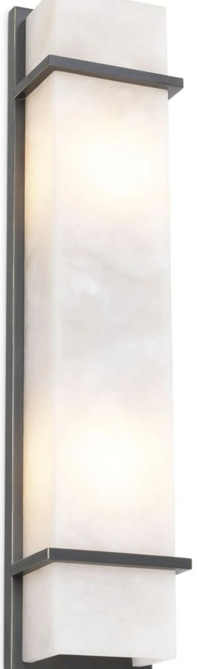 Casa Padrino Luxus Wandleuchte Bronze / Alabaster 13 x 9 x H. 60 cm - Elegante Wandlampe mit Alabaster Lampenschirm - Luxus Leuchten