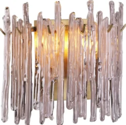 Casa Padrino Luxus Wandleuchte Messingfarben / Grau 25 x 15 x H. 23 cm - Elegante Wandlampe mit getöntem Glas Lampenschirm - Luxus Leuchten