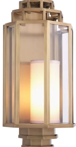 Casa Padrino Luxus Wandleuchte Antik Messingfarben / Cremefarben 24 x 15 x H. 48,5 cm - Hotel & Restaurant Wandlampe - Luxus Kollektion