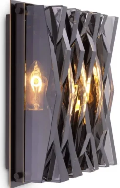Casa Padrino Luxus Wandleuchte Bronzefarben / Grau 24 x 9 x H. 24 cm - Elegante Metall Wandlampe mit Glas Lampenschirm - Luxus Leuchten