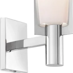 Casa Padrino Luxus Wandleuchte Silber / Weiß 13 x 19 x H. 40,5 cm - Elegante Metall Wandlampe mit Glas Lampenschirm - Luxus Leuchten