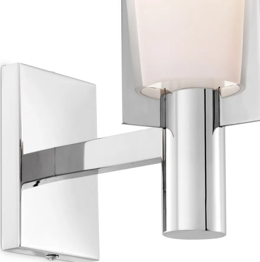 Casa Padrino Luxus Wandleuchte Silber / Weiß 13 x 19 x H. 40,5 cm - Elegante Metall Wandlampe mit Glas Lampenschirm - Luxus Leuchten