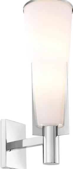 Casa Padrino Luxus Wandleuchte Silber / Weiß 13 x 19 x H. 40,5 cm - Elegante Metall Wandlampe mit Glas Lampenschirm - Luxus Leuchten