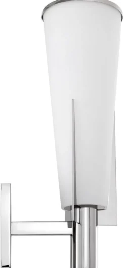 Casa Padrino Luxus Wandleuchte Silber / Weiß 13 x 19 x H. 40,5 cm - Elegante Metall Wandlampe mit Glas Lampenschirm - Luxus Leuchten