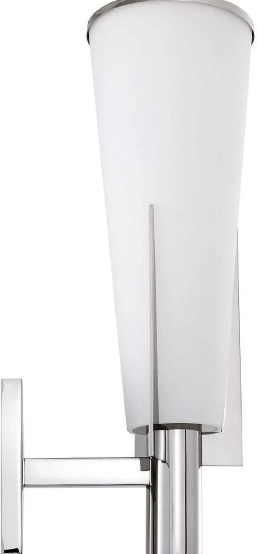 Casa Padrino Luxus Wandleuchte Silber / Weiß 13 x 19 x H. 40,5 cm - Elegante Metall Wandlampe mit Glas Lampenschirm - Luxus Leuchten
