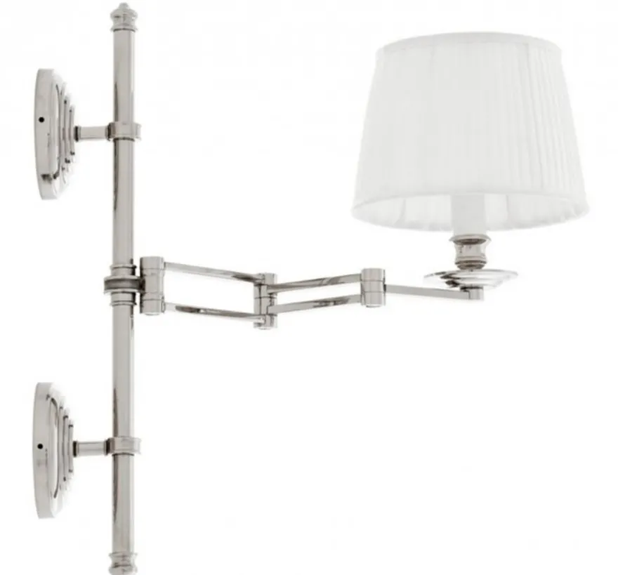 Casa Padrino Luxus Wandleuchte Nickel mit Schwenkarm - 21,5 x 37-50 x 51 cm