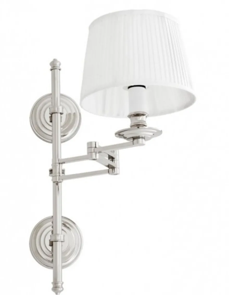 Casa Padrino Luxus Wandleuchte Nickel mit Schwenkarm - 21,5 x 37-50 x 51 cm