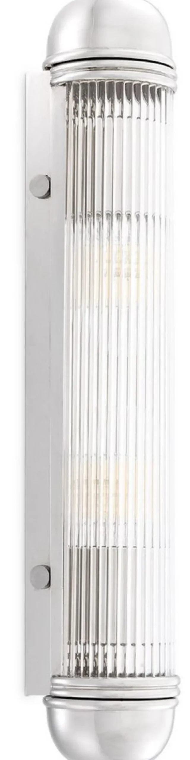 Casa Padrino Luxus Wandleuchte Silber 7 x 7,5 x H. 40 cm - Elegante Metall Wandlampe mit Glas Lampenschirm - Luxus Leuchten