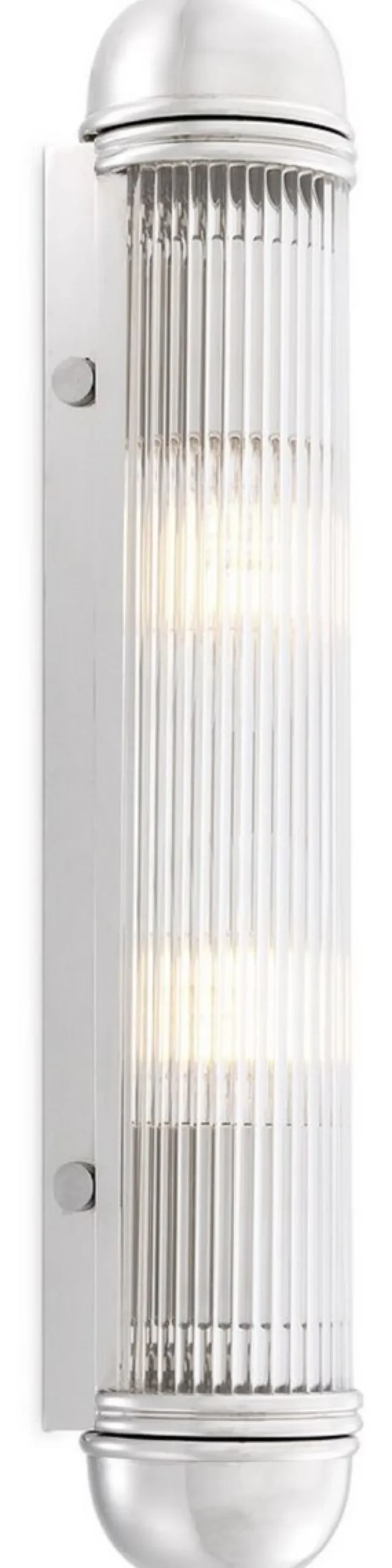 Casa Padrino Luxus Wandleuchte Silber 7 x 7,5 x H. 40 cm - Elegante Metall Wandlampe mit Glas Lampenschirm - Luxus Leuchten