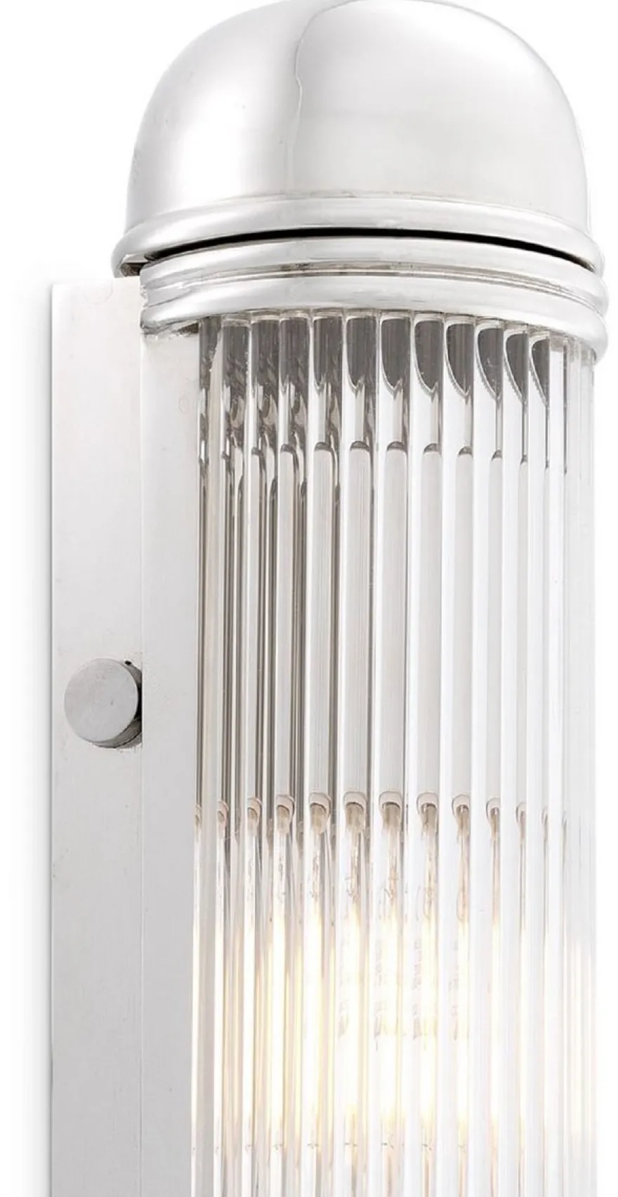 Casa Padrino Luxus Wandleuchte Silber 7 x 7,5 x H. 40 cm - Elegante Metall Wandlampe mit Glas Lampenschirm - Luxus Leuchten