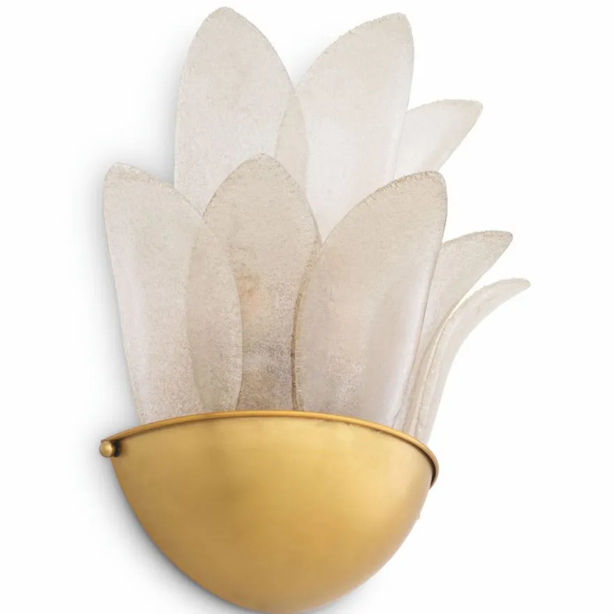 Casa Padrino Luxus Wandleuchte Antik Messing / Hellgrau H. 40 cm - Luxus Leuchten