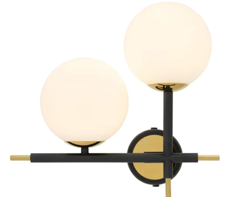 Casa Padrino Luxus Wandleuchte Schwarz / Gold / Weiß 35 x 17 x H. 35 cm - Hotel & Restaurant Lampe