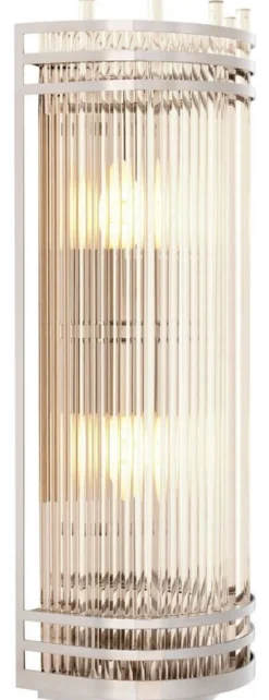 Casa Padrino Luxus Wandleuchte Silber 18,5 x 15 x H. 53,5 cm - Elegante Metall Wandlampe mit Glas Lampenschirm - Luxus Kollektion